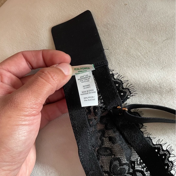 Aerie Real Power Wireless Push Up Eyelash Lace Bra - Black - Picture 8 of 9